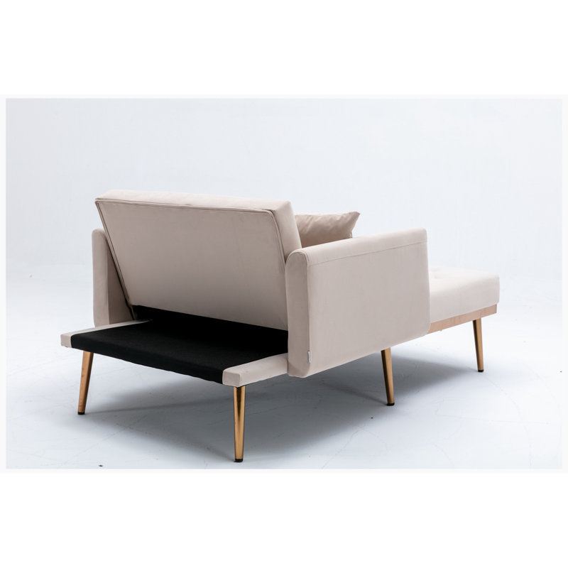 Gottman Upholstered Accent Chair with Ottoman, Beige Velvet