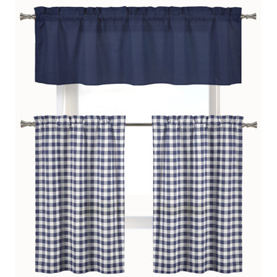 Cosima Cotton Blend Plaid Tailored Kitchen Curtain