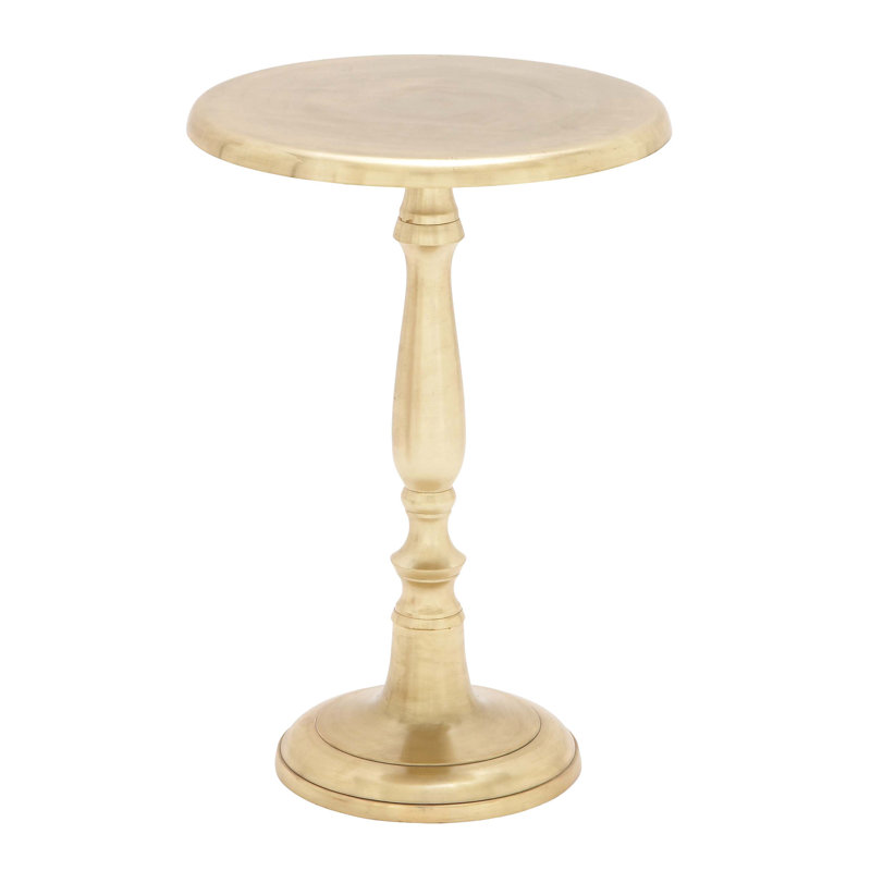 Gold Aluminum Round Pedestal Accent Table, 19"