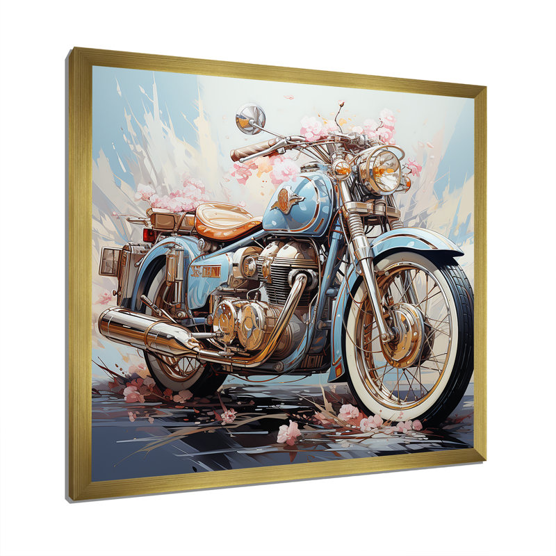 Motocyclette la liberté attend sur toile, H 30 po x l 30 po x P 1 po, Cadre doré simple