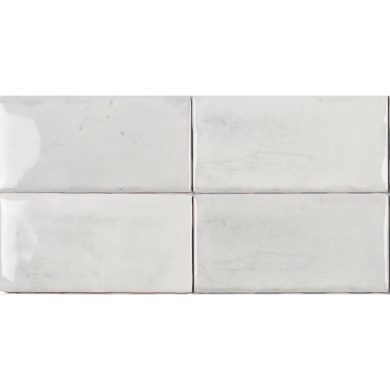 Tegel Off White 3" x 6" Glossy Ceramic Subway Wall Tile – Warm Earth Tone, White
