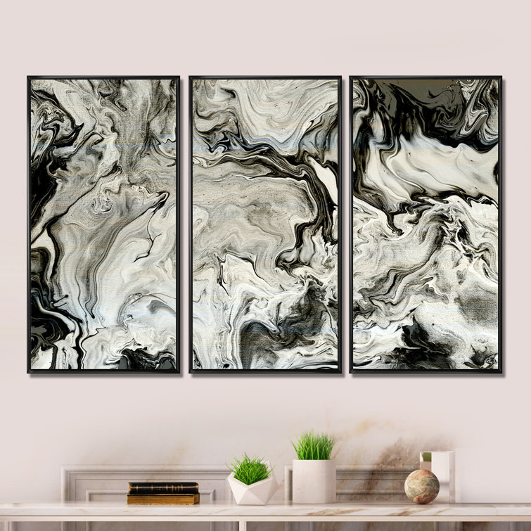 Hand painted set of 3 wall art paintings on canvas