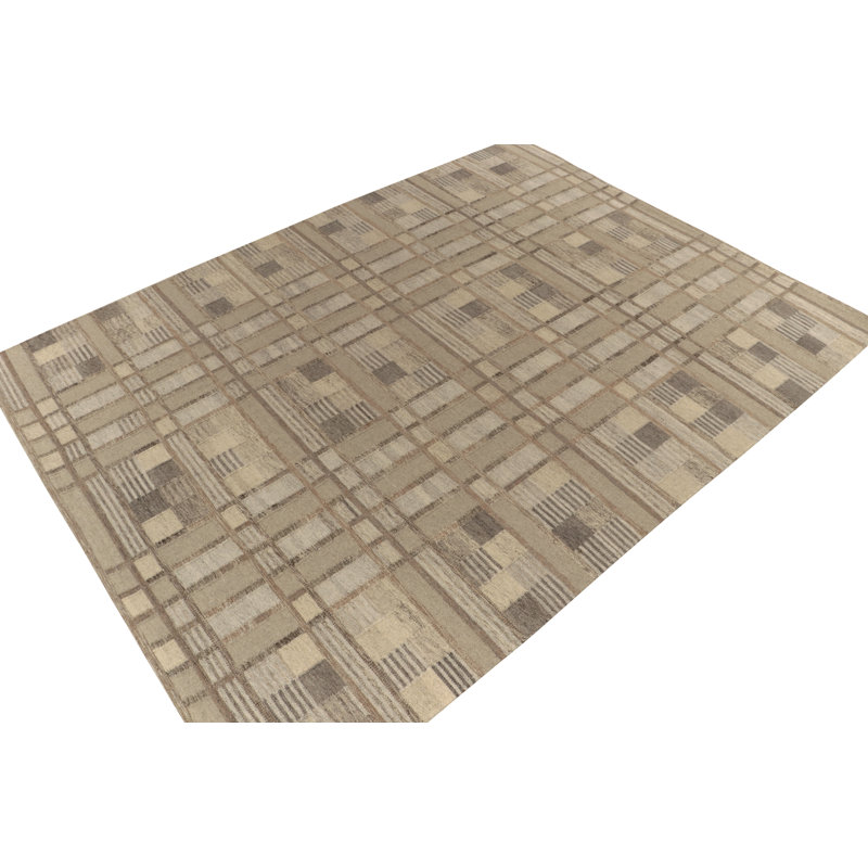 Scandinavian Wool Geometric Area Rug, Recatangle 8' x 10'
