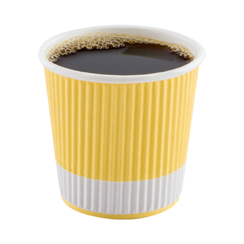 Restaurantware 4 Ounce Paper Cups, Pack of 25 Ripple Wall Disposable Cups–Leakproof, Recyclable, Light Yellow Insulated Hot Beverage Holders, with Matching Lids Available for Purchase Separately