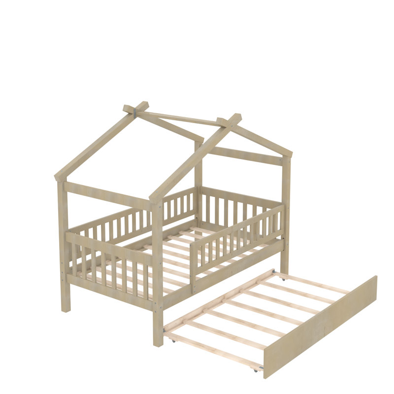Pisinemo House Beds with Trundle, Natural, Twin