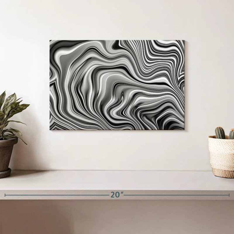 Avery Large Grey Abstract, 8" H x 12" W