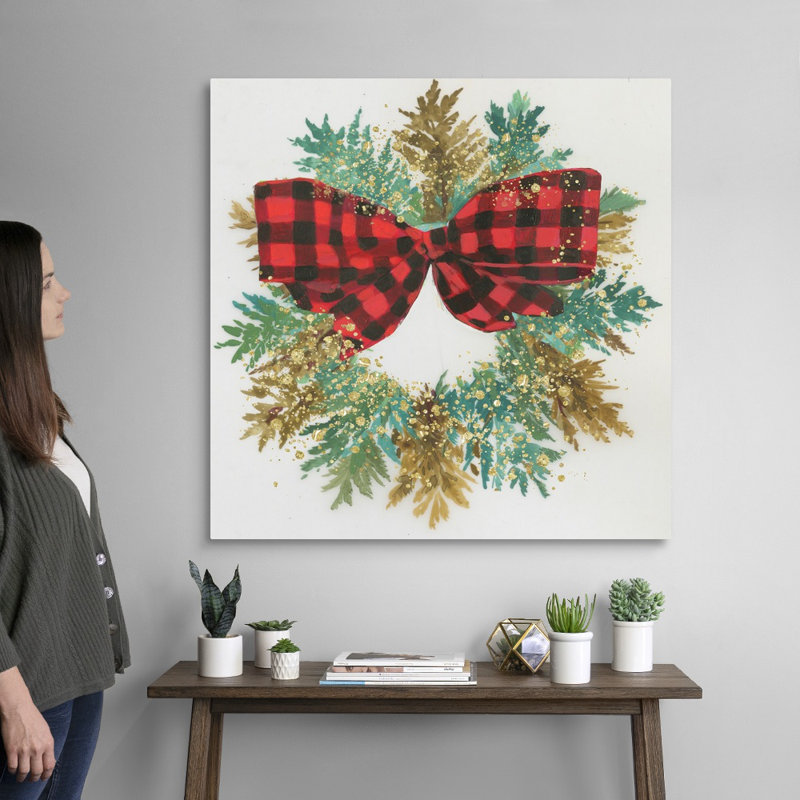 Couronne de Bow-reproduction d’art sur toile, H 36 po x l 36 po x P 1,25 po, Toile tendue