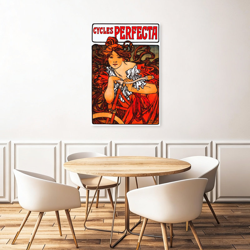 Cycles Perfecta Classic Colorful Delicate Summer Wall Art Print by Alphonse Mucha - Wrapped Canvas Print
