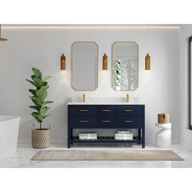 Ensemble de meuble-lavabo double 60 po Parker, Calacatta Laza