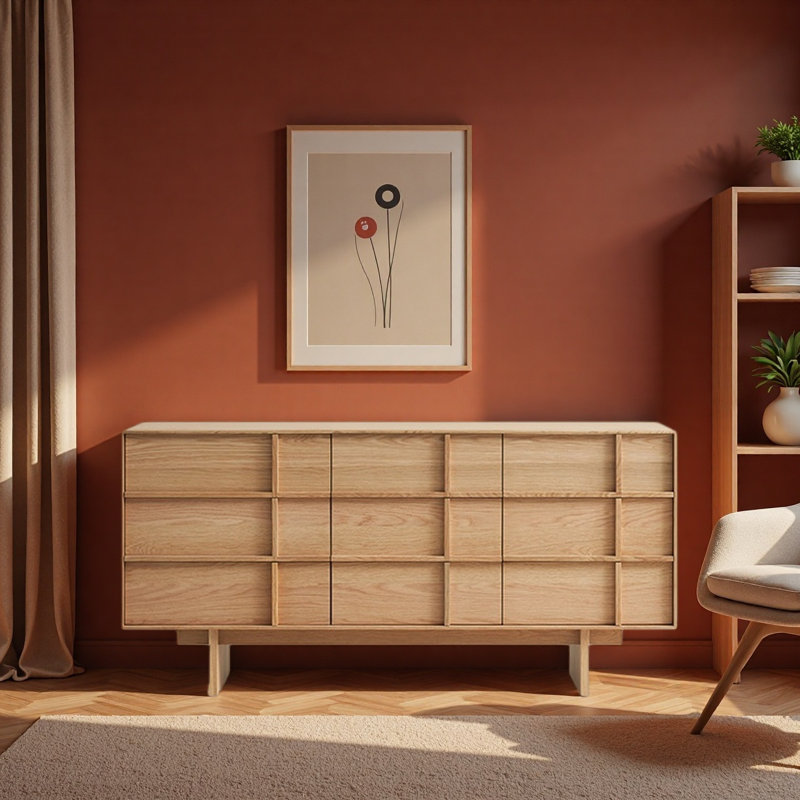 Commode rétro et simple, Bois naturel
