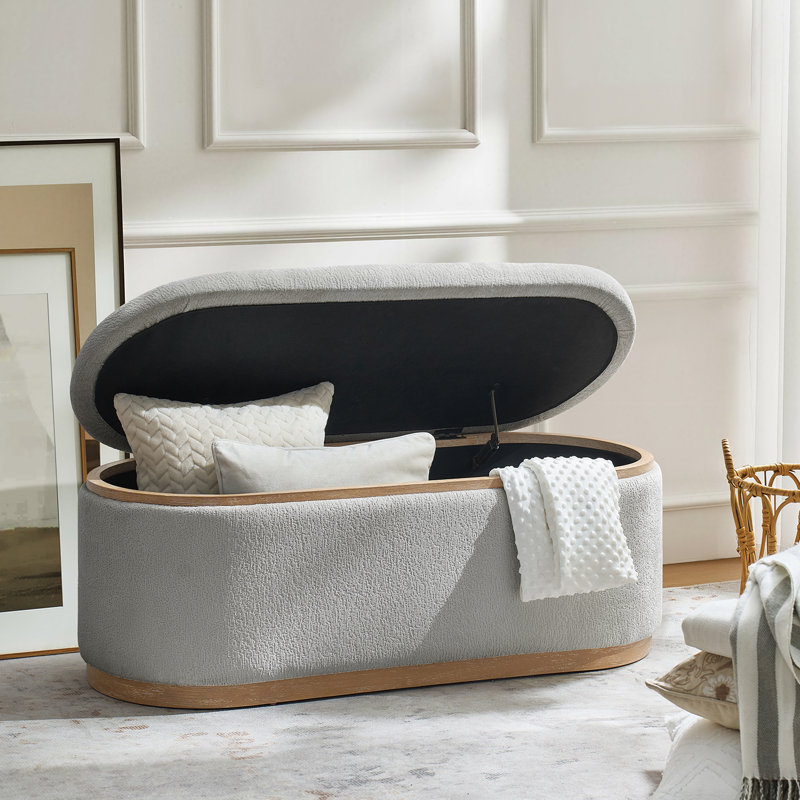 Arusha Sabise 46.5"W Modern Chenille Fully Assemble Filp-Top Storage Bench, Gray
