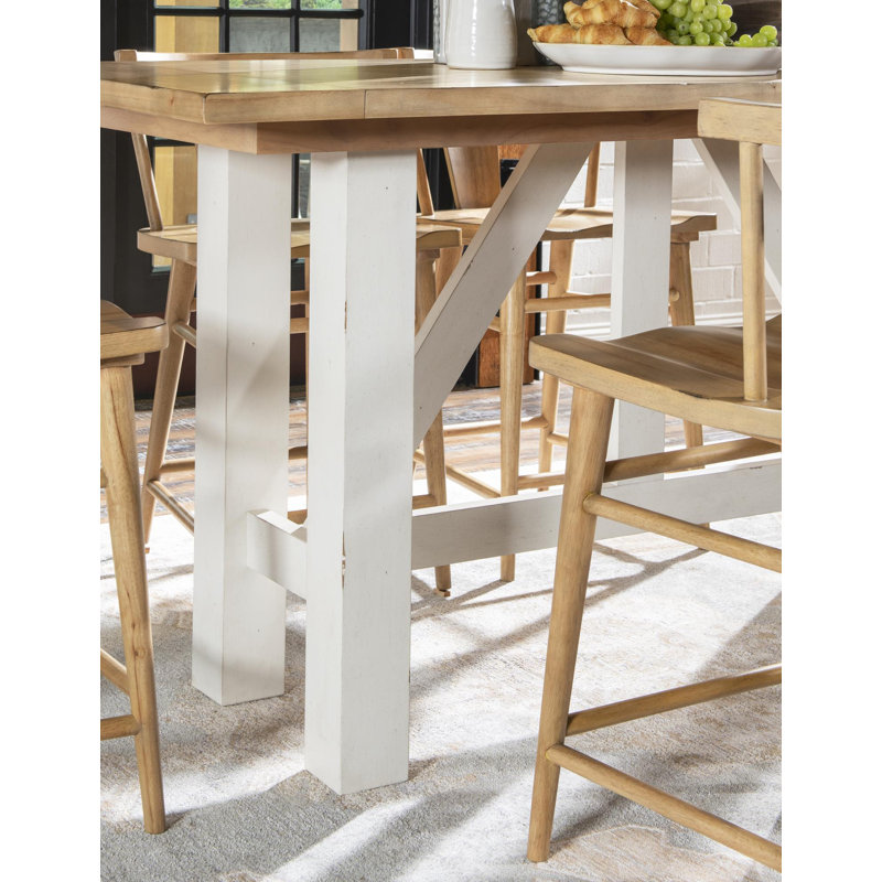 Table de salle à manger à hauteur de comptoir (jusqu'à 6 personnes), Tan Top White Base