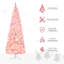 Arbre de Noël artificiel enneigé 7,5 pi avec forme de crayon, branches de pin réalistes, lumières DEL blanc chaud, ouverture automatique, rose et blanc-1162646665