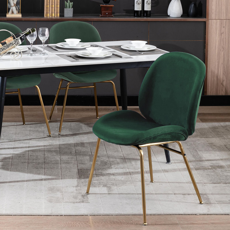 Shae 46cm H Velvet Upholstered Side Chair, Green