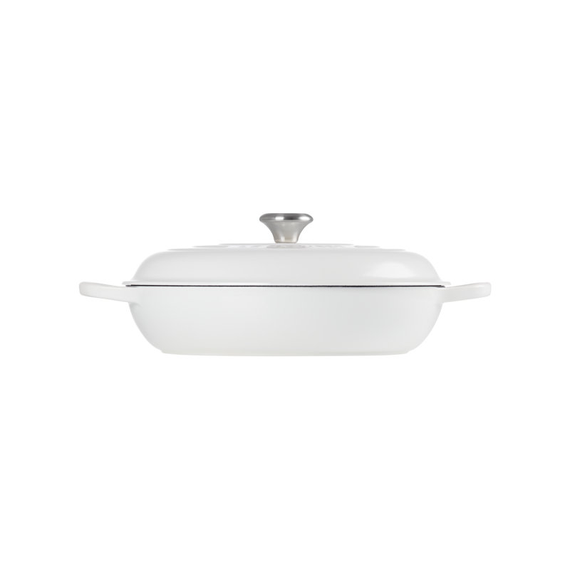 Le Creuset Signature Cast Iron Braiser, 5Qt., White