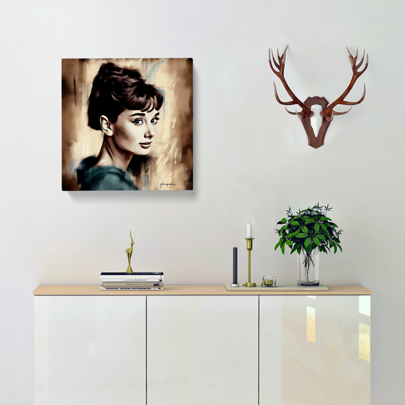 Audrey Hepburn Digital Art No.1 - Wrapped Canvas - Framed Print, 50cm H x 50cm W x 3cm D
