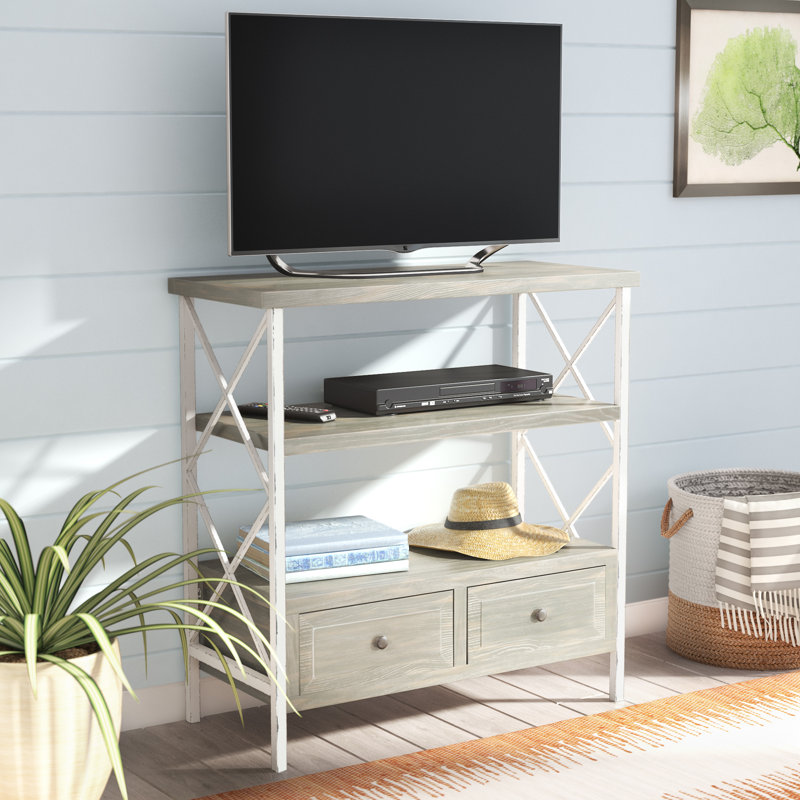 Console en bois massif 33,9 po Evangelyne, Français gris / fumée blanche