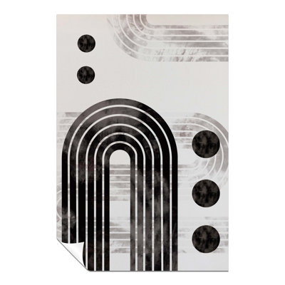 Black Arch And Circle Shapes - No Frame Print