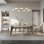Rectangular solid wood rock slab dining table set