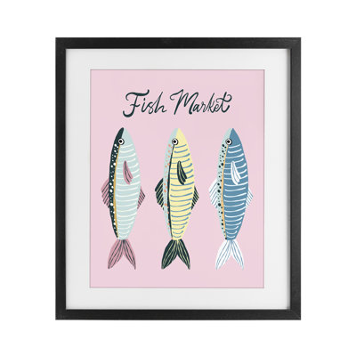 Quirky Coastal Fish Market Framed Print Under Glass, design by Hey Bre! Creative Studio