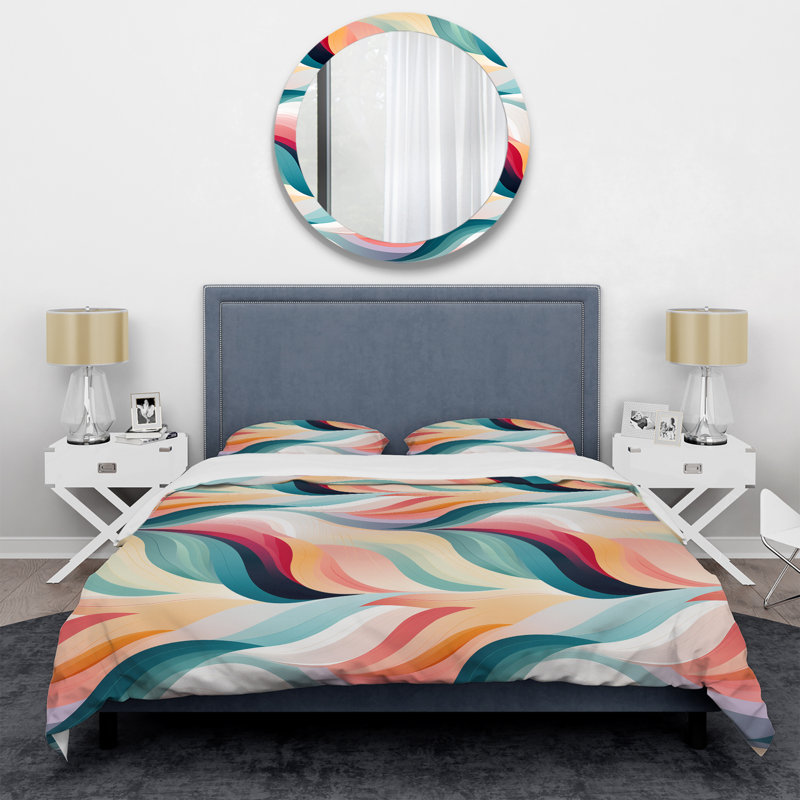 Ensemble de housse de couette à rayures Modern Zen, Housse de couette pour grand lit et 2 taies décor