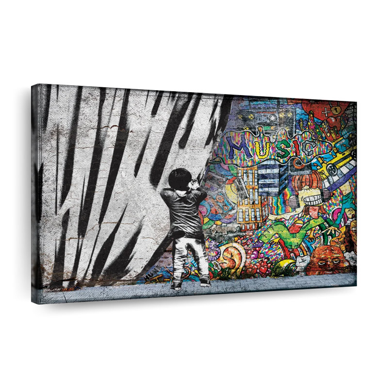 La musique derrière le rideau sur toile, H 32 po x l 48 po x P 1,25 po