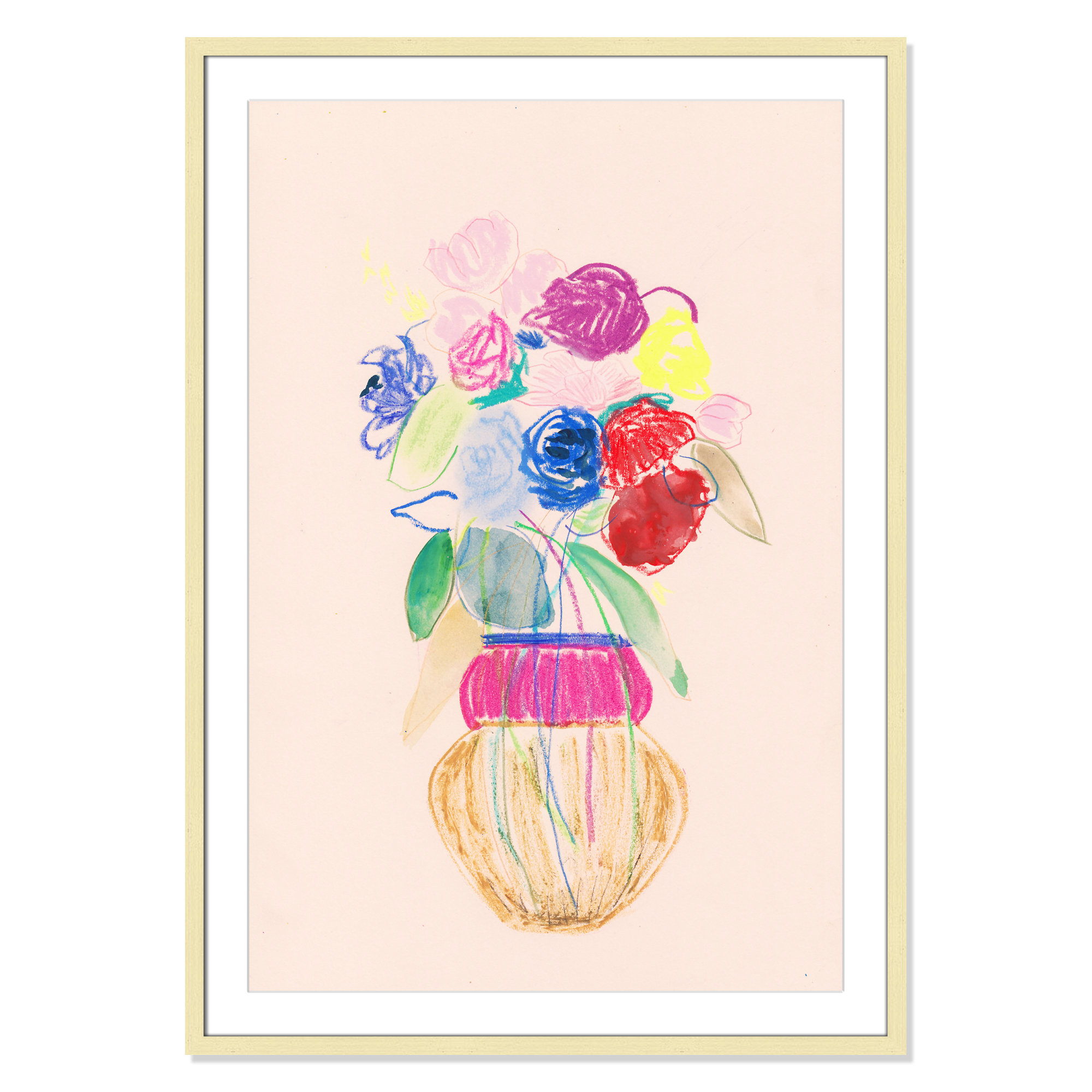Simple Floral II Print by Bea Dina, Gold Single Picture Framed Paper, White, 41.5" H x 29.5" W x 1.25" D