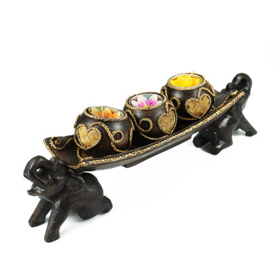 4.5'' H Wood Tabletop Tealight Holder