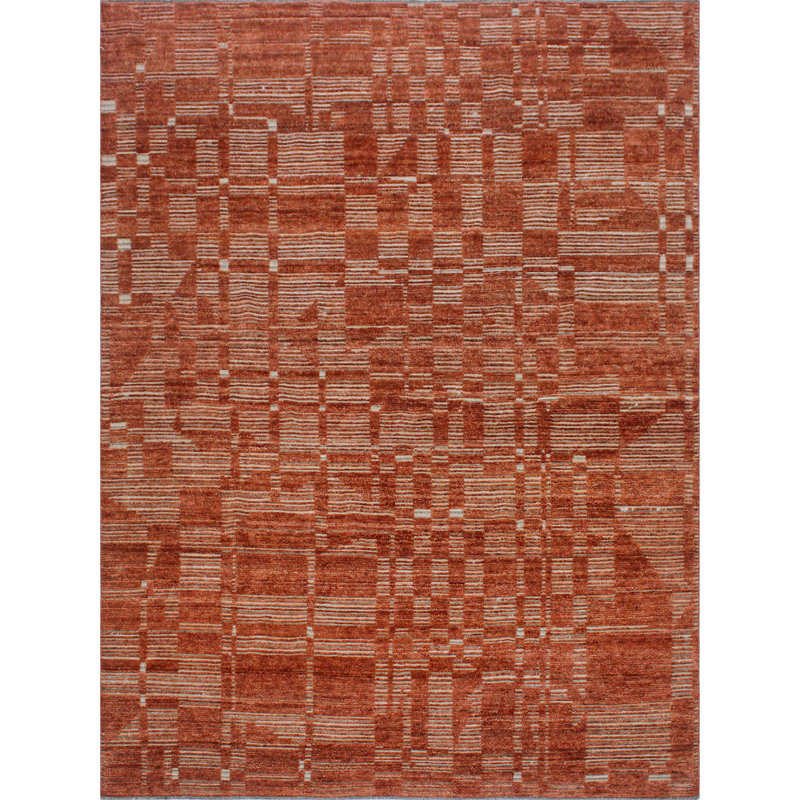 Tapis rouille de haute qualité noué à la main, Rectangle 10 pi x 14 pi