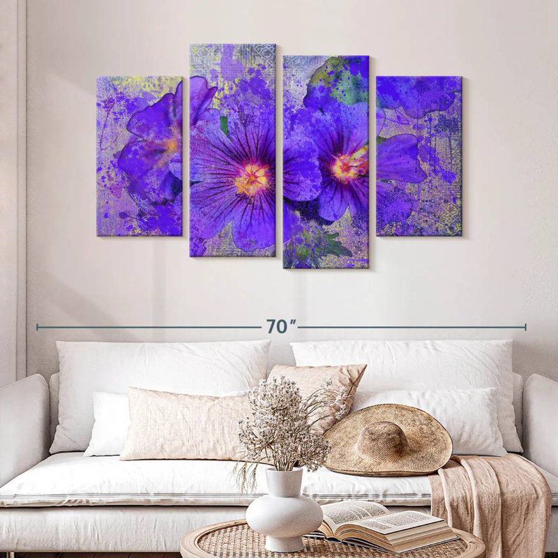 Fleurs mauves Harnek, H 32 po x l 52 po