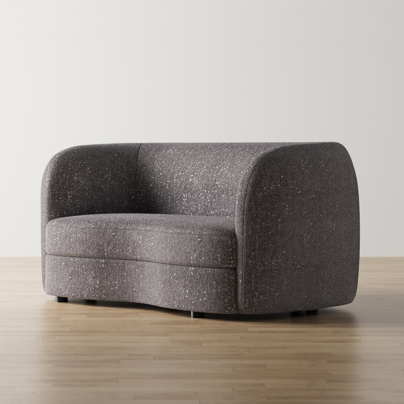 Celal 63'' Tuxedo Arm Curved Loveseat, Charcoal Gray 100% Polyester