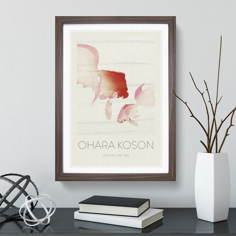 Goldfish by Ohara Koson - Single Picture Frame Print, 48cm H x 36cm W x 2cm D, Walnut Framed