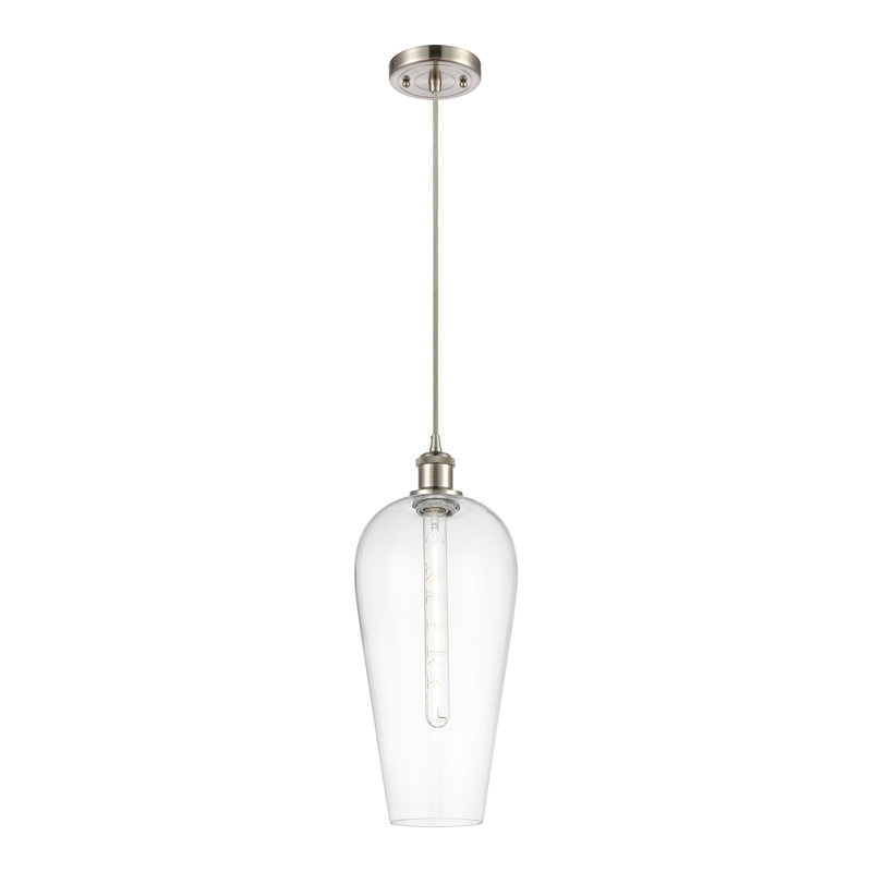 Mini-luminaire suspendu 1 lumière Ballston - Amiina, Clair, Nickel satiné brossé