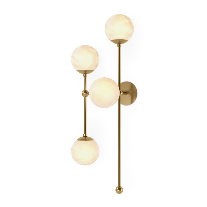 Armstrong 4 - Light Armed Sconce, Marbled Matte, Burnished Brass