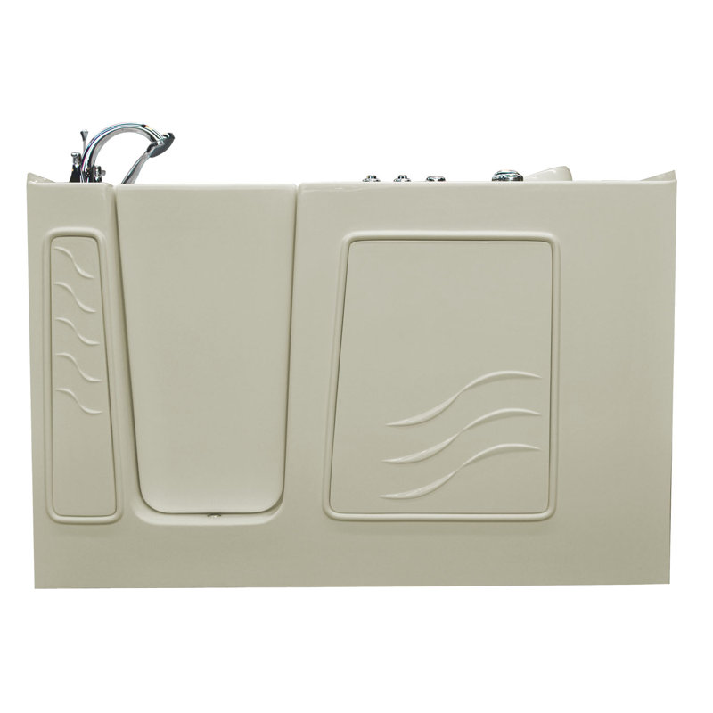 Tucson 60'' x 30'' Whirlpool Fiberglass Bathtub with Faucet, Left, Biscuit
