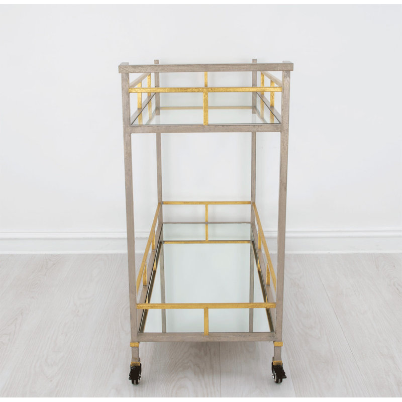 Melody Serving Cart, Antiqued Champagne/Gold Leaf