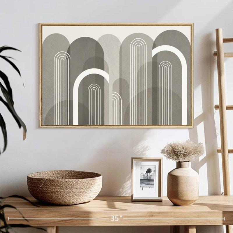 Pierre arches Mid-Century, 25 po x 17 po, Cadre flottant en bois naturel
