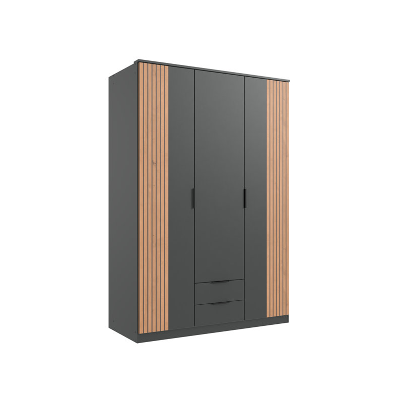 Nameer 3 Door Manufactured Wood Wardrobe, Graphite/Oak