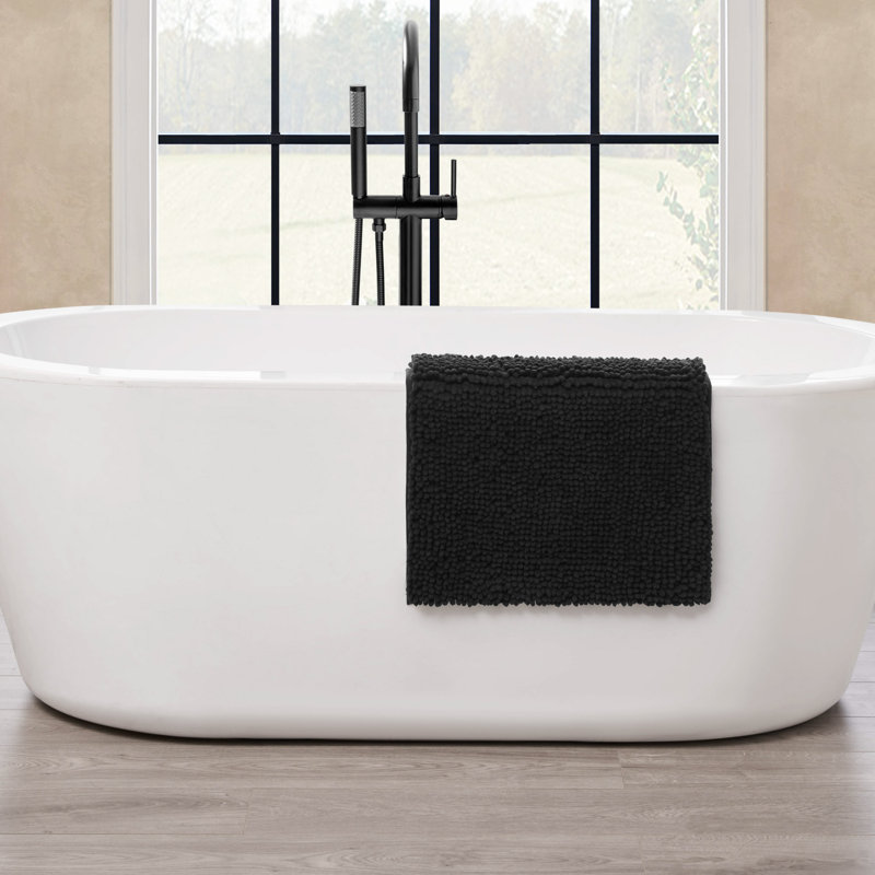 Non-Slip Bath Mat - Basics by Wayfair™, Single - 17" L x 24" W, Black