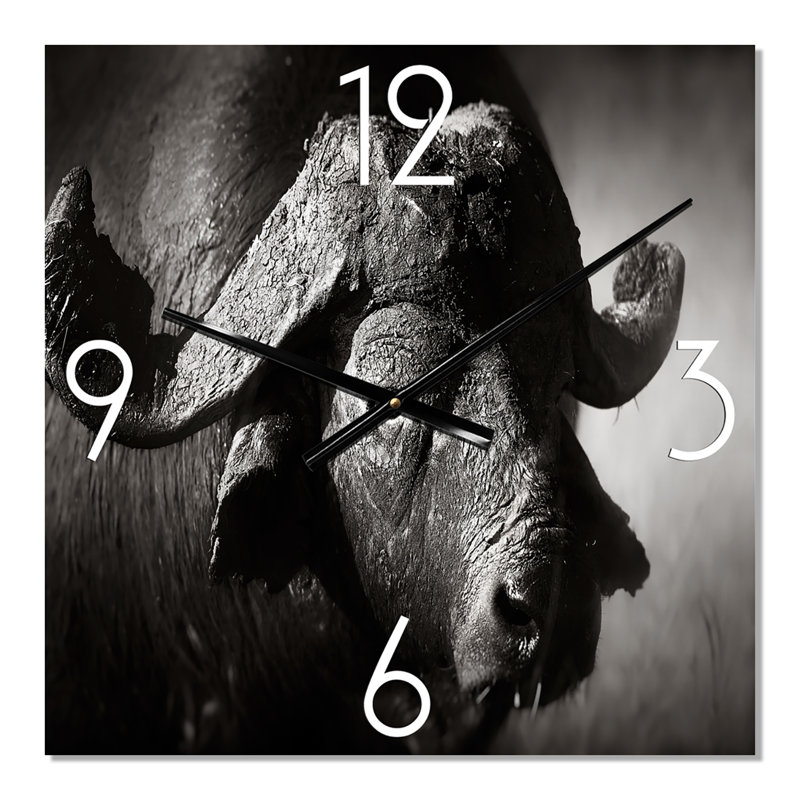 Horloge murale monochrome Portrait de Buffalo II, Moyen