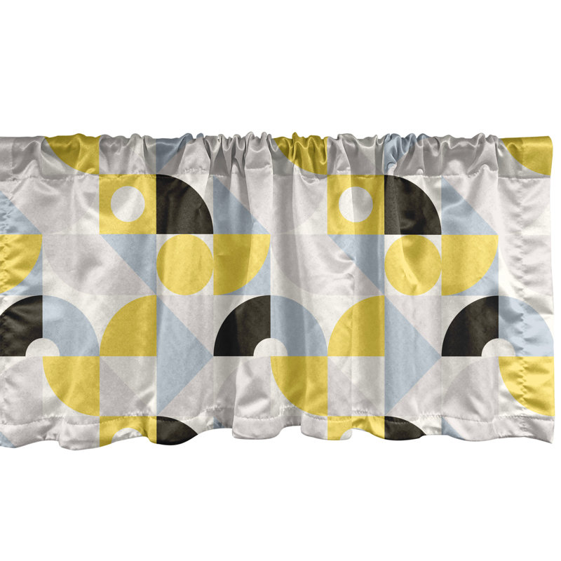 Cantonnière Ambesonne, ensemble de 2 symboles géométriques simples gris moutarde et gris anthracite, L 54 po x L 12 po