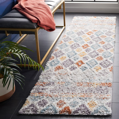 Evangelyn Geometric Blue Rust/Ivory Area Rug