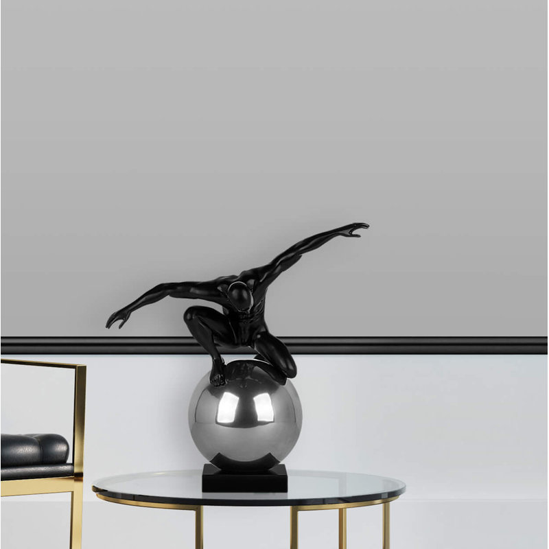 People Statue, 65cm H x 62cm W x 34cm D, Black