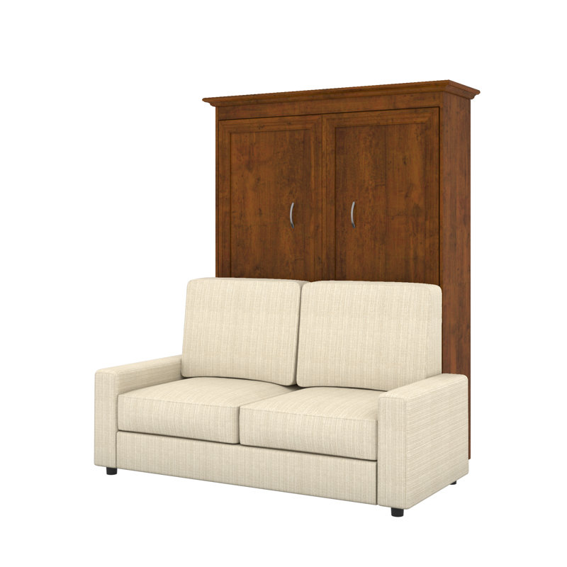 Alvaretta Upholstered Murphy Bed, White/Gray, Full