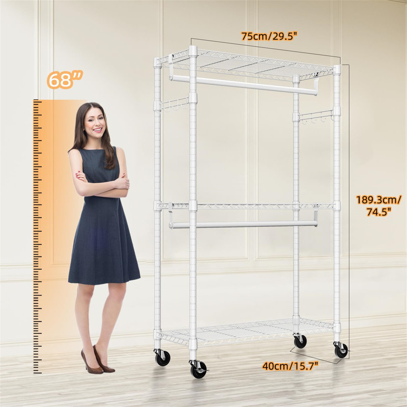 75cm Rolling Clothing Rack, White