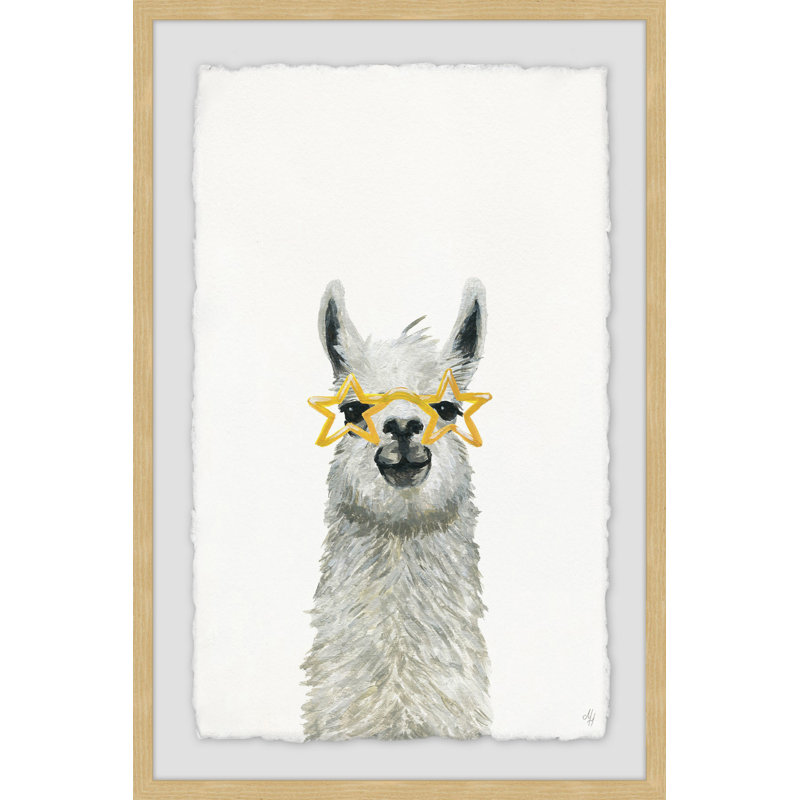 Perham «Yellow Star Llama», reproduction, H 24 po x l 16 po x P 1,5 po, Cadre brun