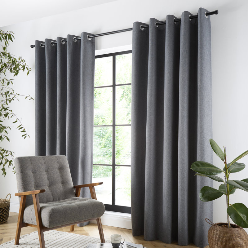 Plain Twill Blackout Curtain Panel Pair, 46" Width x 54" Drop (117 x 137cm)