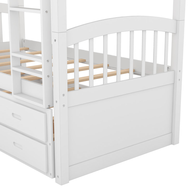 Tanvir Twin over Twin 3 Drawer Bunk Bed with Trundle by Harriet Bee, White