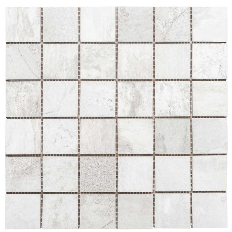 Wells Stone Slate 2" x 2" Porcelain Mosaic Tile, White