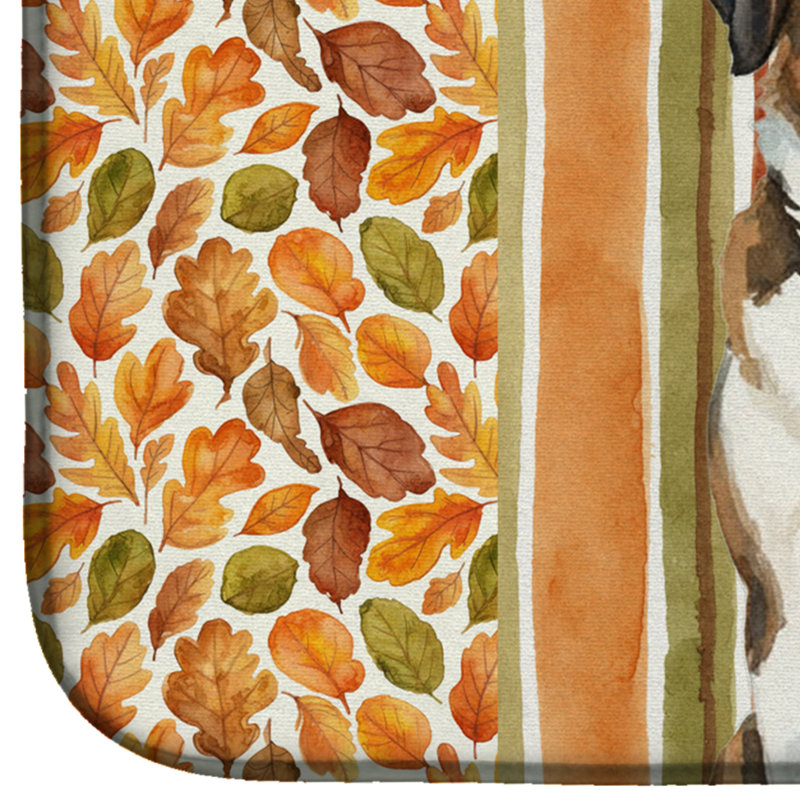 Brindle and White Saint Bernard Heirloom Fall Dish Drying Mat